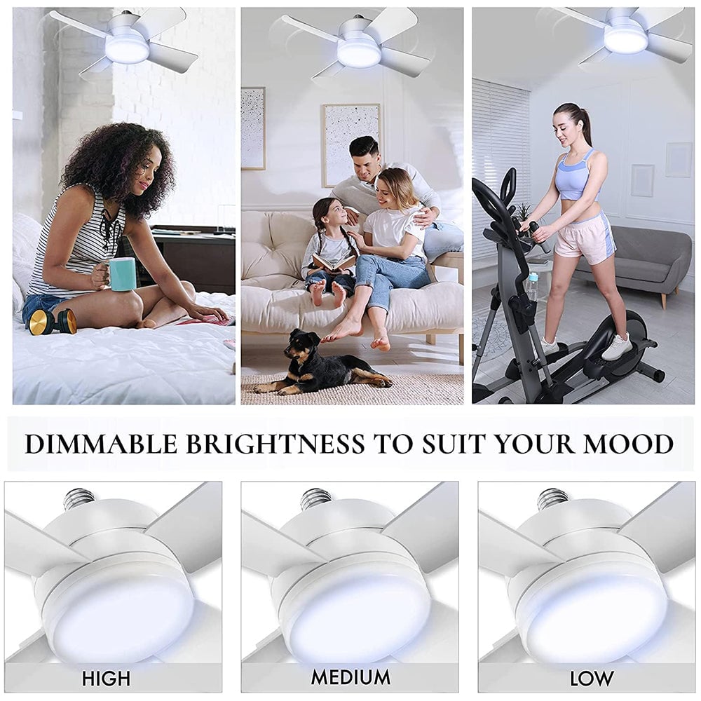 LED Ceiling Fan Light | E27/B22 Screw-In Base, 30W or 40W | Remote-Controlled 3-Speed Fan, No Wiring or Electrician Needed 3