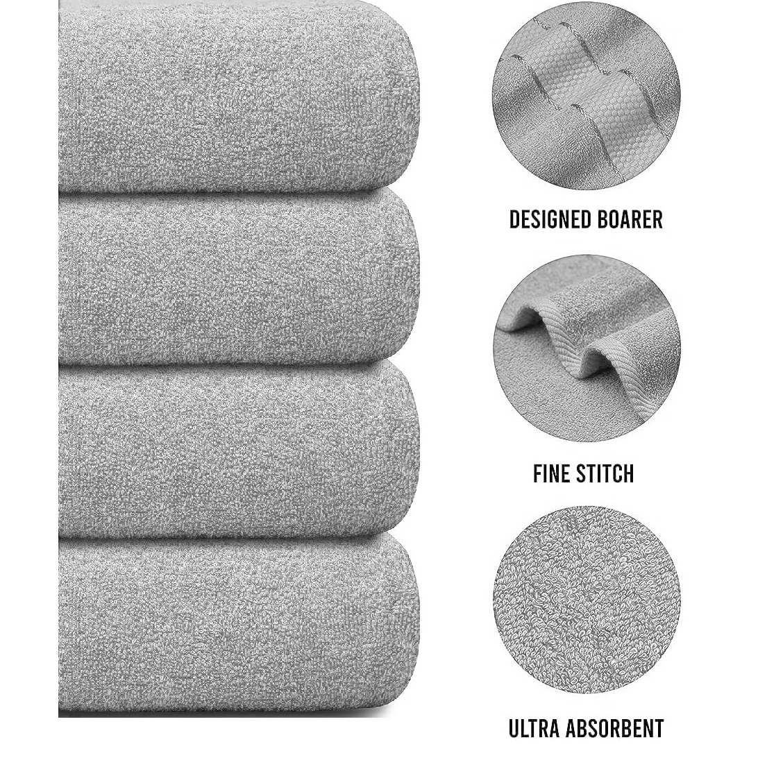 Jumbo Bath Towel Set, 4-Piece | Solid Colour, 12 Shade Options | Quick-Dry, Machine Washable, Coordinated Bathroom Set 6