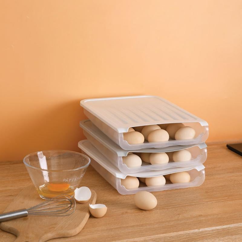 Auto Scrolling Egg Storage Holder PP Plastic | 18-Egg Capacity, Self-Rolling Design | Clear View, Space-Saving Kitchen Storage 1