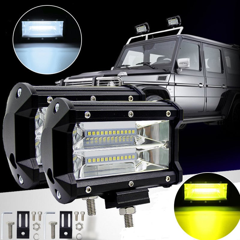LED Work Light Pods Aluminium Alloy | 72 W 10800LM Flood Beam 6 Light Modes | IP67 Waterproof Strobe Lamp for Trucks 2