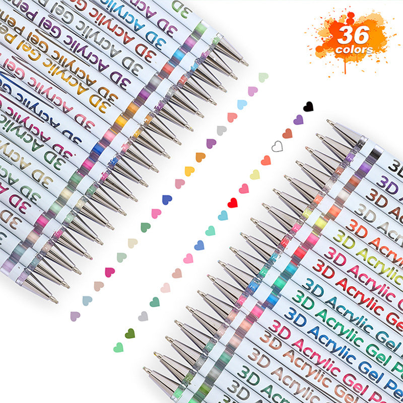 Acrylic Gel Pens Set 12 to 48 Pieces | Fine Steel Tip for Smear-Free Lines | Pigment-Rich Ink for Light and Dark Surfaces 9