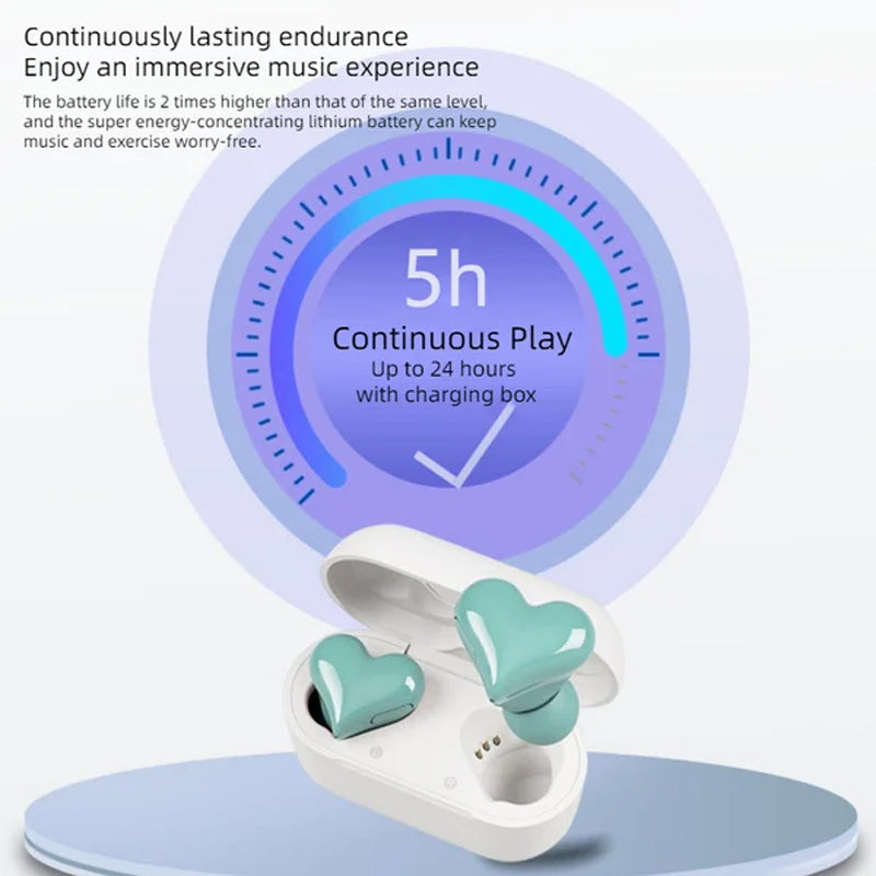 Heart-Shaped Wireless Earbuds for Women | Bluetooth 5.3, ENC Noise Cancelling & Touch Control | 24-Hour Battery Life 6