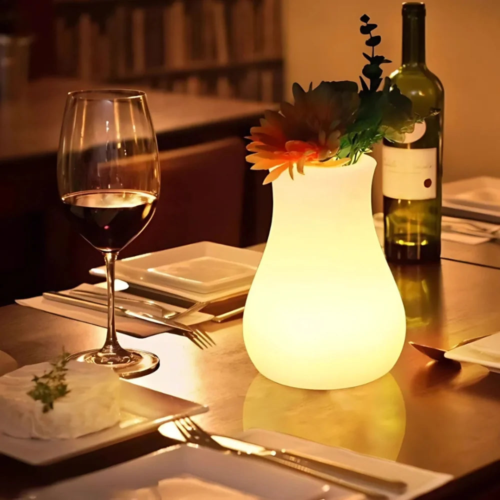 LED Flower Vase Plastic 11 x 11 x 15 cm | Rechargeable & IP65 Waterproof | 16 Colours, Remote Control, USB Charging 13