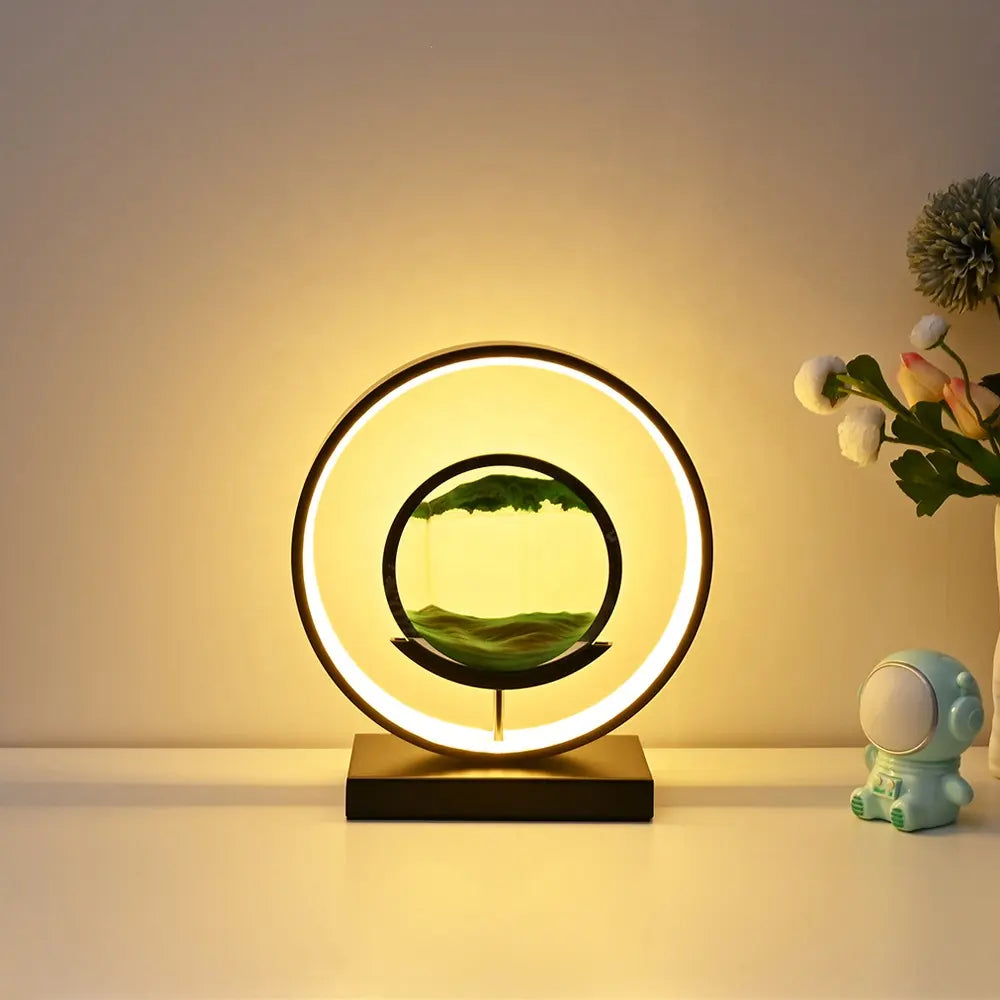 LED Sand Art Lamp with Aluminium Frame | Dimmable Light Ring & Remote Control | Moving Sand Disc for Calming Ambient Décor 1