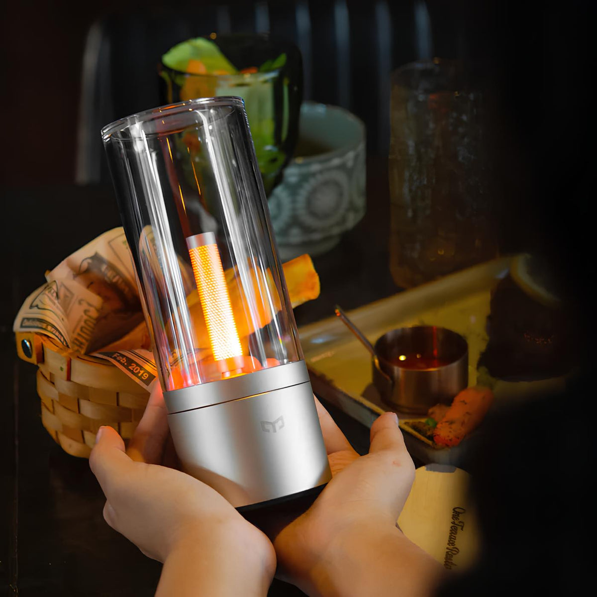 Cylindrical Glass Table Lamp | Twist-Dimmable Warm White Light | Aluminium and Glass Base for Bedside or Desk Use 1