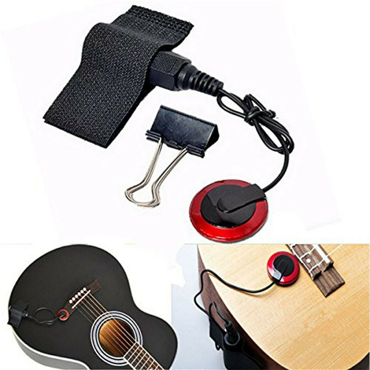 Acoustic Guitar Pickup Transducer | Mini Clip-On Piezo Pickup | Passive Adhesive Mount for Multiple String Instruments 11