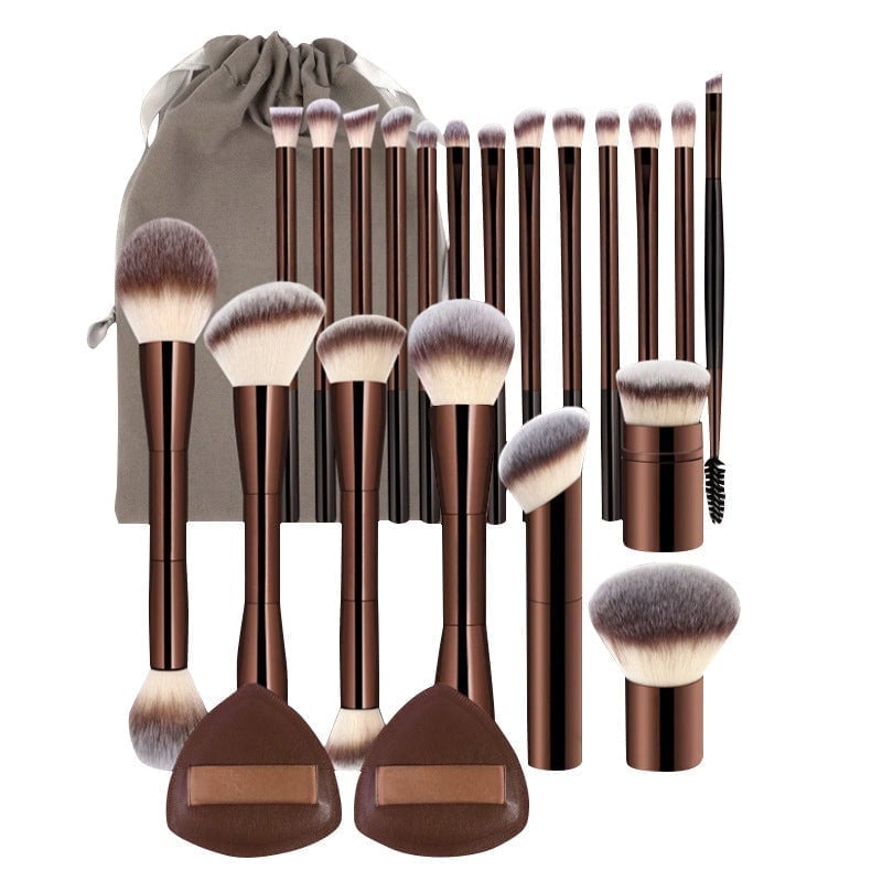 20 Piece Makeup Brush Set | Double-Ended Brushes with Foldable Travel Bag | Soft Bristles for Every Skin Type and Tone 13