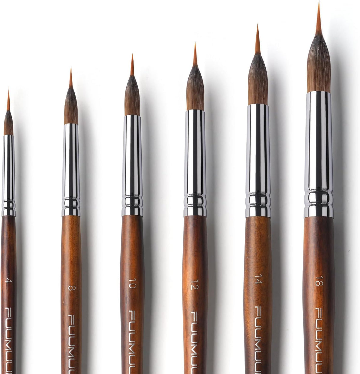 Artist Paint Brush Set, Birch Wood Handles | 4 or 6 Brushes, Fine to Broad Tips | Nickel-Plated Ferrules, Built-In Reservoir 7