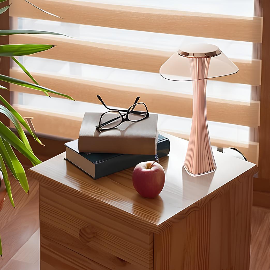 Cordless Table Lamp ABS 27.4 x 15.1 x 7.8 cm | Rose Gold or Black, Curved Design | Rechargeable, 3-Colour Dimmable Light 10