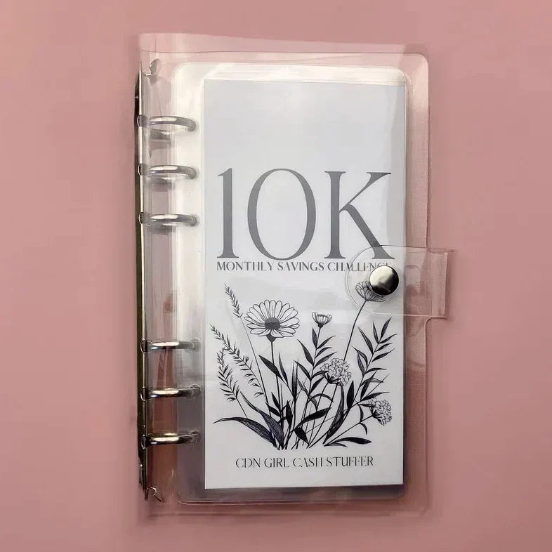 12-Month Envelope Savings Challenge Binder PP+PVC, 19 x 14 cm | Six-Hole Design | Waterproof, Dustproof, Scratch-Resistant 2