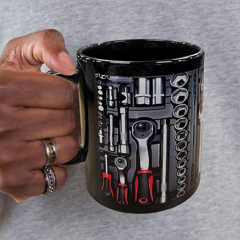 Toolbox Mug Ceramic Novelty Microwave Safe Compact with Raised 3D Pattern 14