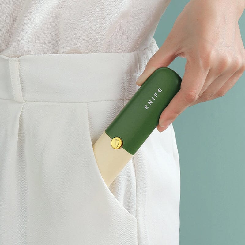 2-in-1 Peeler Cutter Stainless Steel Blade with Protective Sheath | Compact Kitchen Tool | Green, Orange, Grey 6