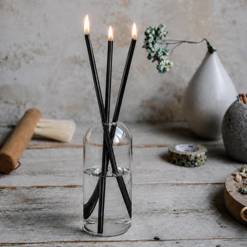 Refillable Oil Candles, Glass & Stainless Steel, Set of 3 | Black, Gold or Silver Finish | No Melting Wax, No Drips 4