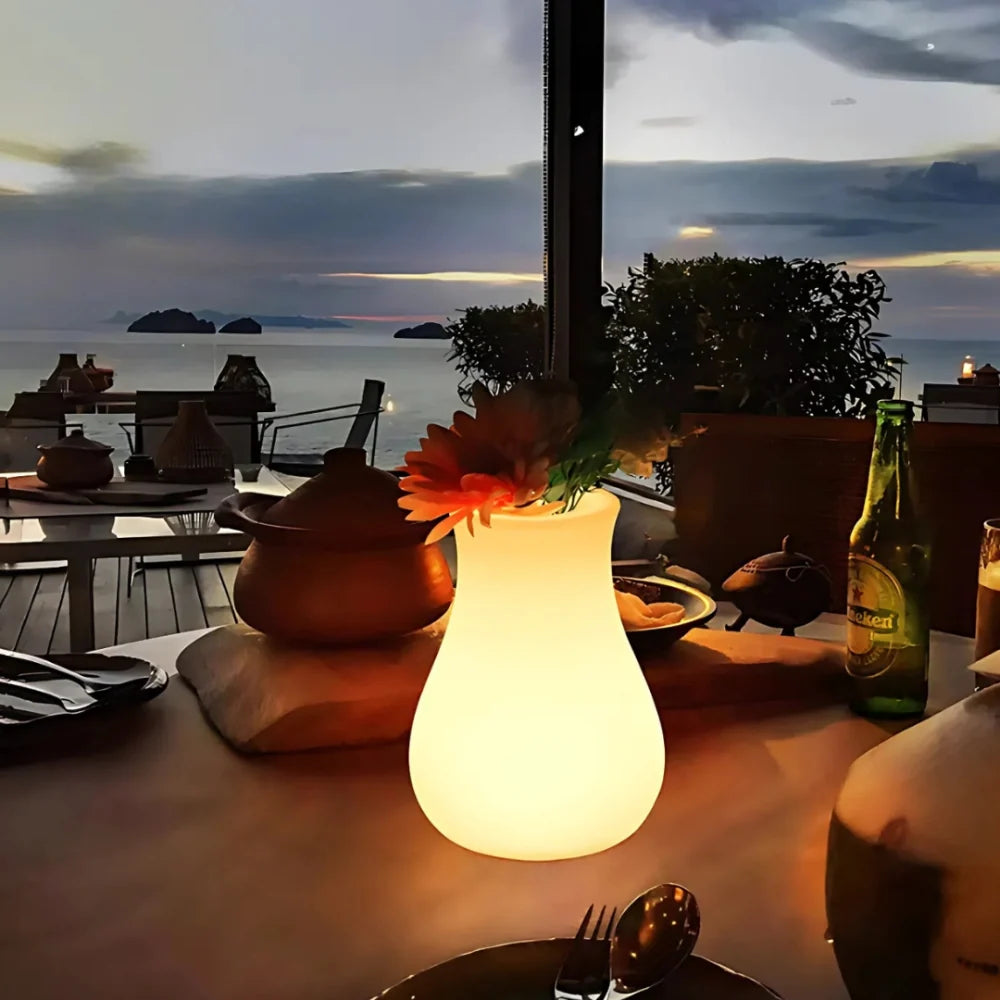 LED Flower Vase Plastic 11 x 11 x 15 cm | Rechargeable & IP65 Waterproof | 16 Colours, Remote Control, USB Charging 9