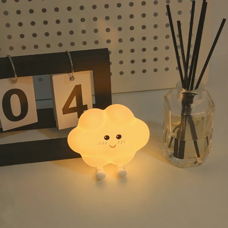 Silicone Night Light 9 cm | Star, Moon or Cloud Shape | Squeeze-Control, Rechargeable, Warm White Glow, Nursery Gift 7