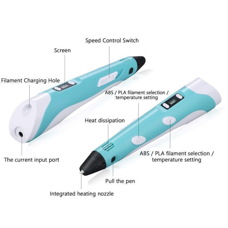 3D Printing Pen for Kids and Adults | Adjustable Speed and Temperature | Includes 5 m PLA Filament and LCD Display 5