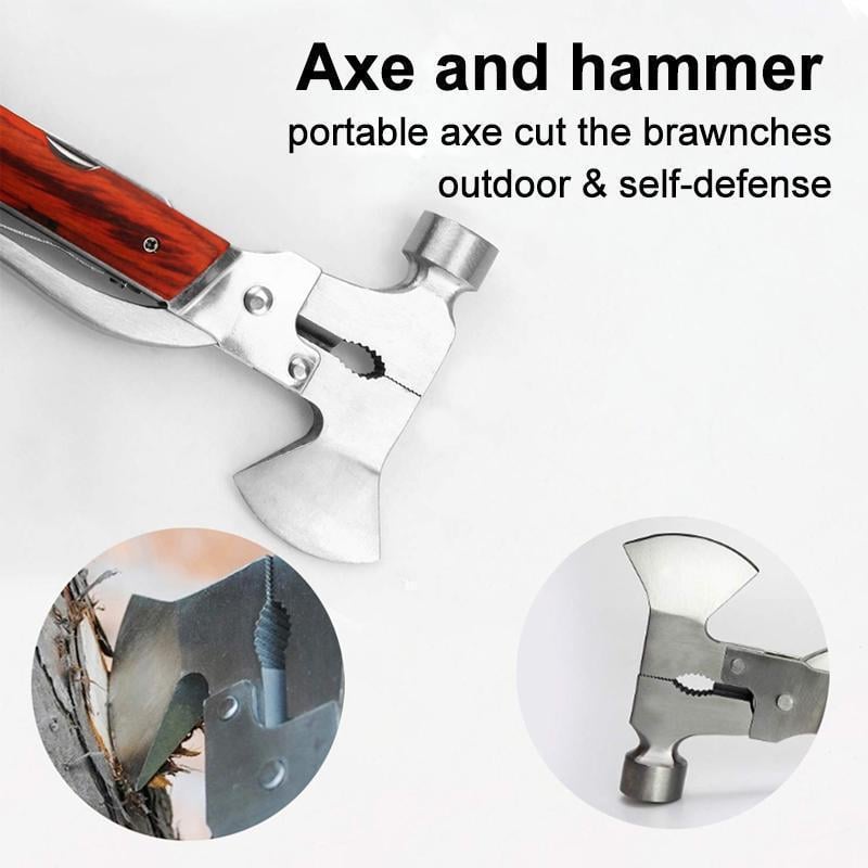 Stainless Steel Multi Tool | 16-in-1 with Axe, Saw, Pliers and Wire Cutter | Compact Survival Tool for Camping and Car Emergencies 4