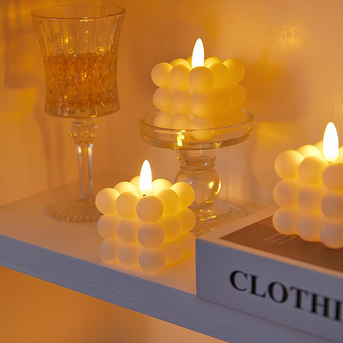 Flameless LED Block Candles ABS 5-Piece Set, 10-20 cm | Realistic Flicker Effect | Battery-Powered, No Open Flame 4