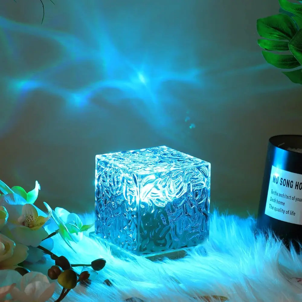 Prism Cube Lamp, Wood and Acrylic | 16 Colours with Remote Control | USB-Powered Northern Lights Effect, Two Sizes 6