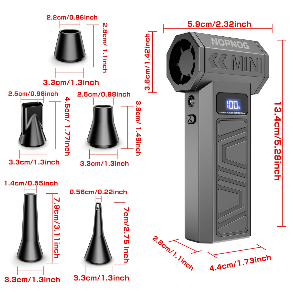 Electric Air Duster & Mini Vacuum Cleaner | 130,000 RPM Brushless Motor | 2x 4000 mAh Battery, USB-C Fast Charging 10