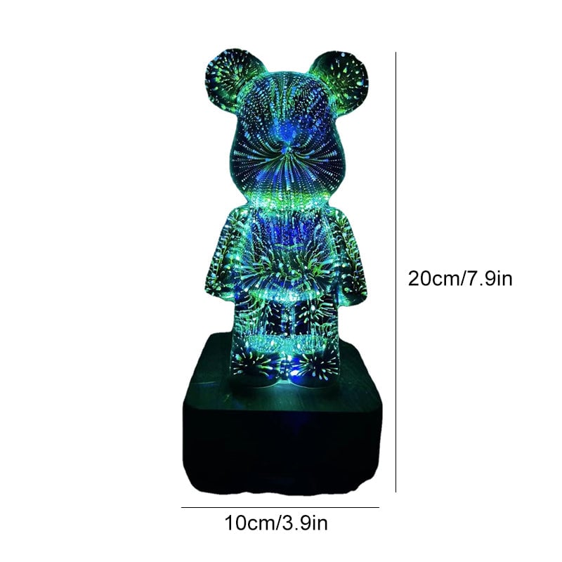 Decorative Lamp 3D Bear Glass USB Powered with Push-Button Colour Change 2