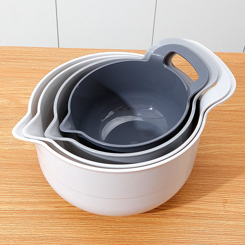 Nesting Mixing Bowl Set Plastic Stackable Graduated with Pour Spouts 7