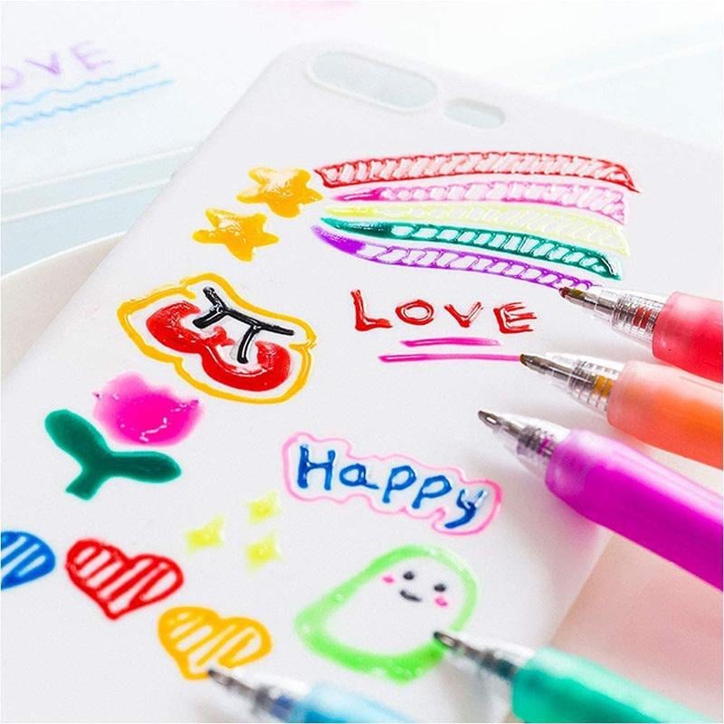 3D Pen Set Jelly Ballpoint Colourful Smooth Writing with Bubble Effect Ink 6