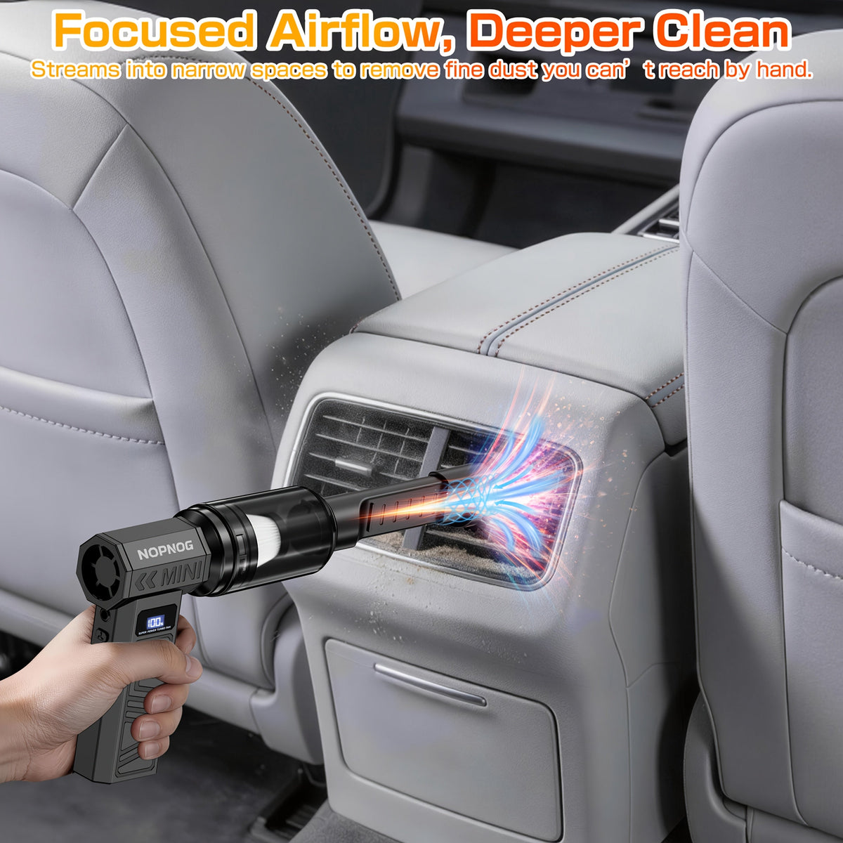 Electric Air Duster & Mini Vacuum Cleaner | 130,000 RPM Brushless Motor | 2x 4000 mAh Battery, USB-C Fast Charging 5