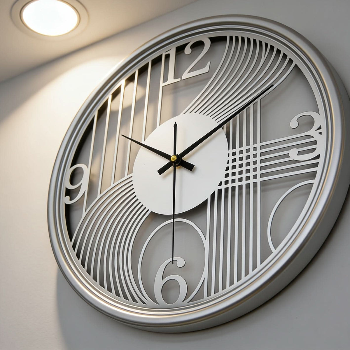 Silent Wall Clock Large Iron 3D Round Analogue with Non-Ticking Movement 7