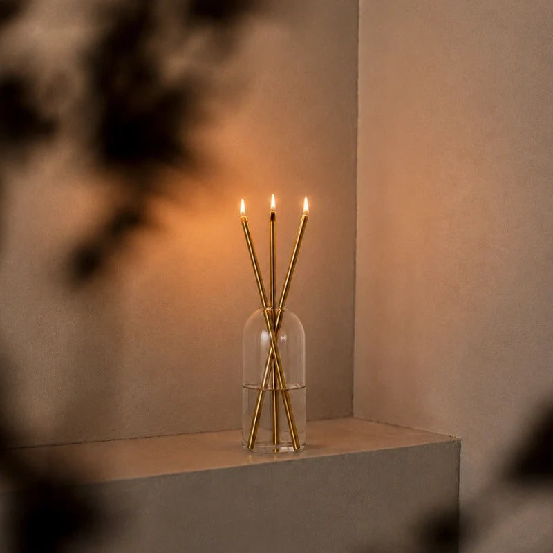 Refillable Oil Candles, Glass & Stainless Steel, Set of 3 | Black, Gold or Silver Finish | No Melting Wax, No Drips 7