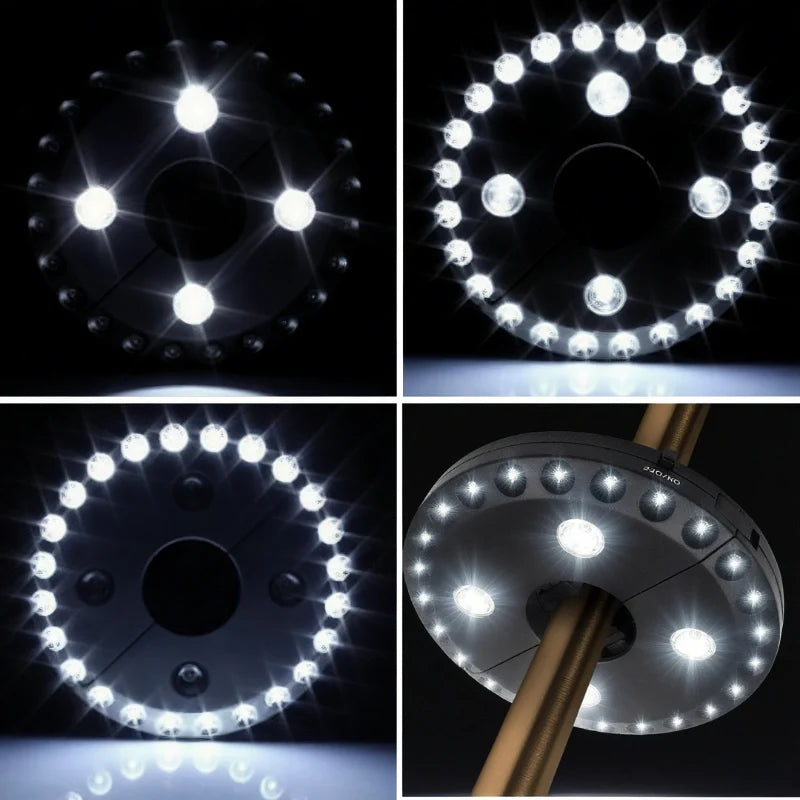 Patio Umbrella Pole Light ABS | 16 x 2.5 cm, 3 Adjustable Modes | Cordless, Universal Fit, Black or Silver Finish 8