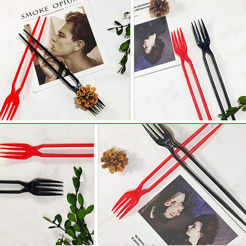 2-in-1 Chopsticks and Fork Utensil Set, Plastic | 50 Piece Pack, Reusable | Space-Saving Dual-Function Design for Every Meal 2