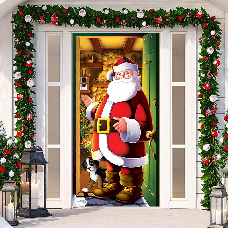 Christmas Door Cover Decoration | Fits Standard Front Doors, 28-Second Install | Washable Reusable Polyester Fabric 7