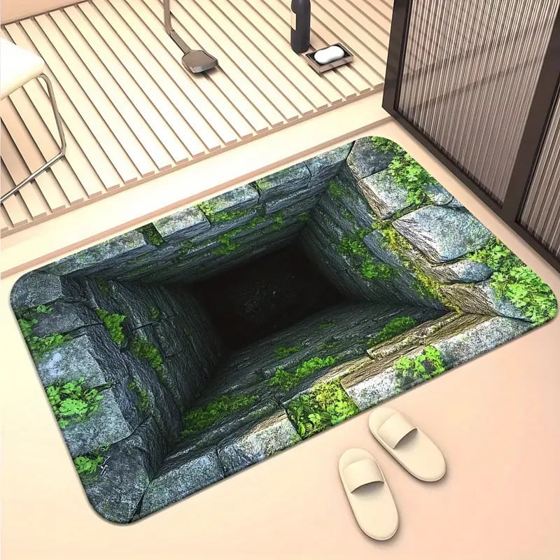 3D Optical Illusion Door Mat with Diatomaceous Earth Surface | Instant Water Absorption | Non-Slip Backing for Wet Floors 9