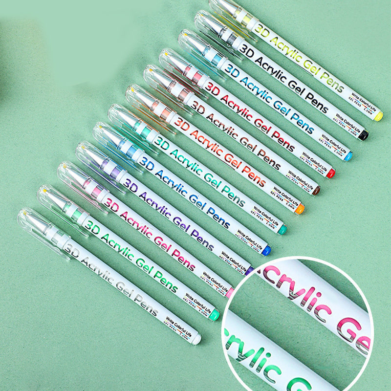 Acrylic Gel Pens Set 12 to 48 Pieces | Fine Steel Tip for Smear-Free Lines | Pigment-Rich Ink for Light and Dark Surfaces 3