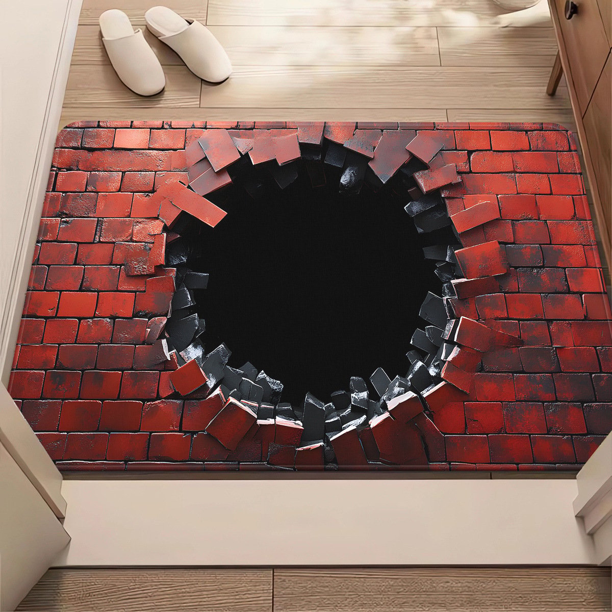 3D Optical Illusion Door Mat with Diatomaceous Earth Surface | Instant Water Absorption | Non-Slip Backing for Wet Floors 13