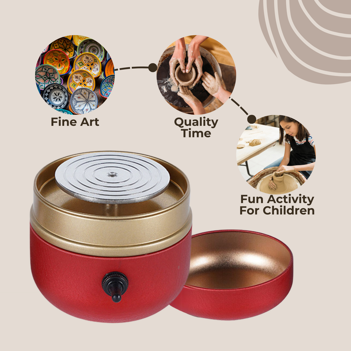 Mini Pottery Wheel Machine | Adjustable Speed up to 1500 RPM, Quiet Motor | Includes 8 Sculpting Tools for Beginners 5