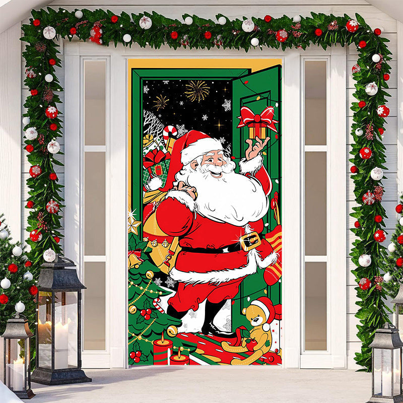 Christmas Door Cover Decoration | Fits Standard Front Doors, 28-Second Install | Washable Reusable Polyester Fabric 6
