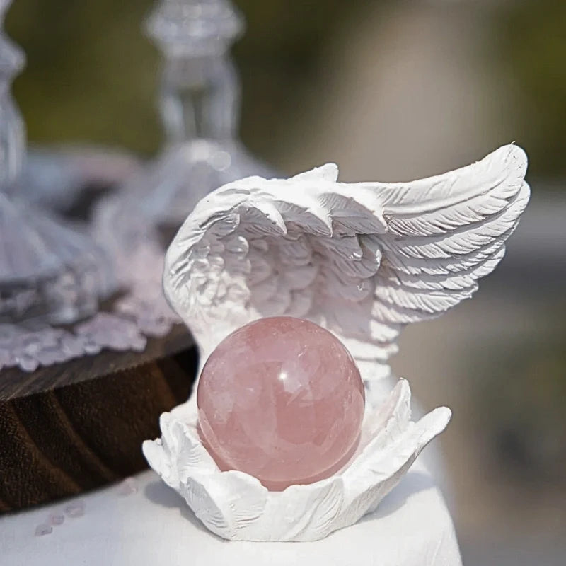 Angel Wing Candle Holder, Resin, 10 x 8 x 6 cm | White or Black | Sculpted Feathers Cast Soft Flickering Light 13
