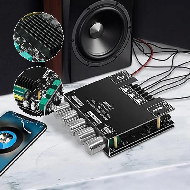 2.1 Channel Power Amplifier Module | Bluetooth & AUX Input with Bass Treble Control | 50 W x2 + 100 W Subwoofer Output 1