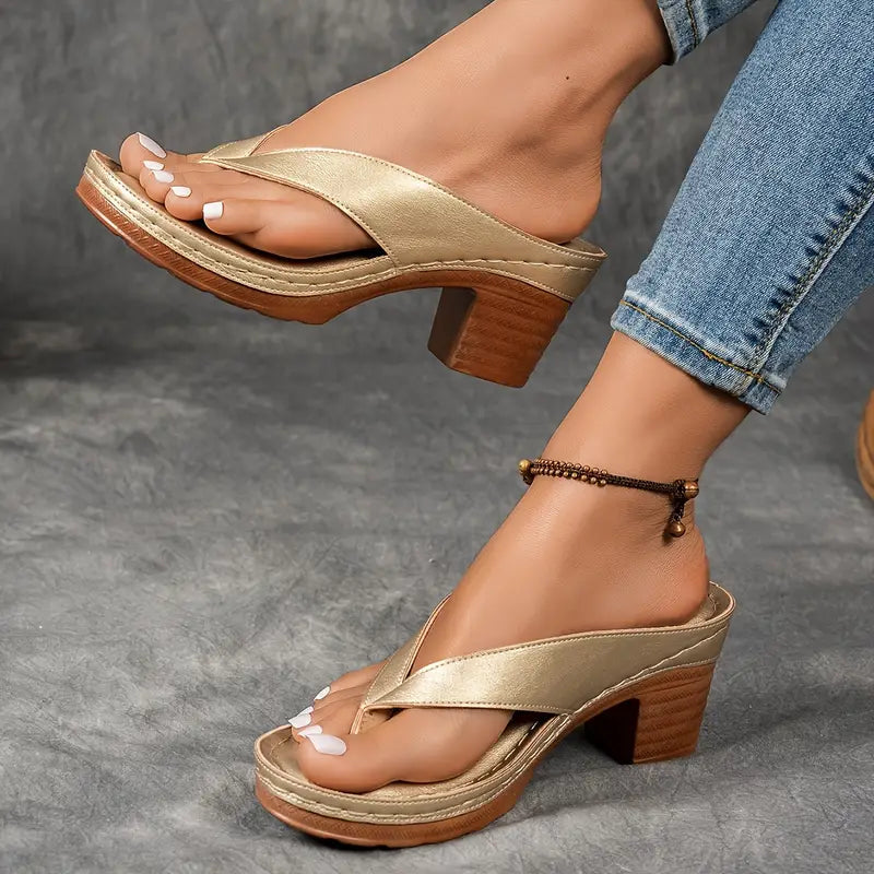 Abigail | Block Heel Sandals with Ergonomic Footbed - Vegan Leather Design