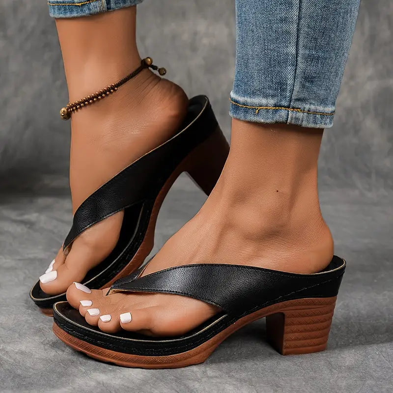 Abigail | Block Heel Sandals with Ergonomic Footbed - Vegan Leather Design