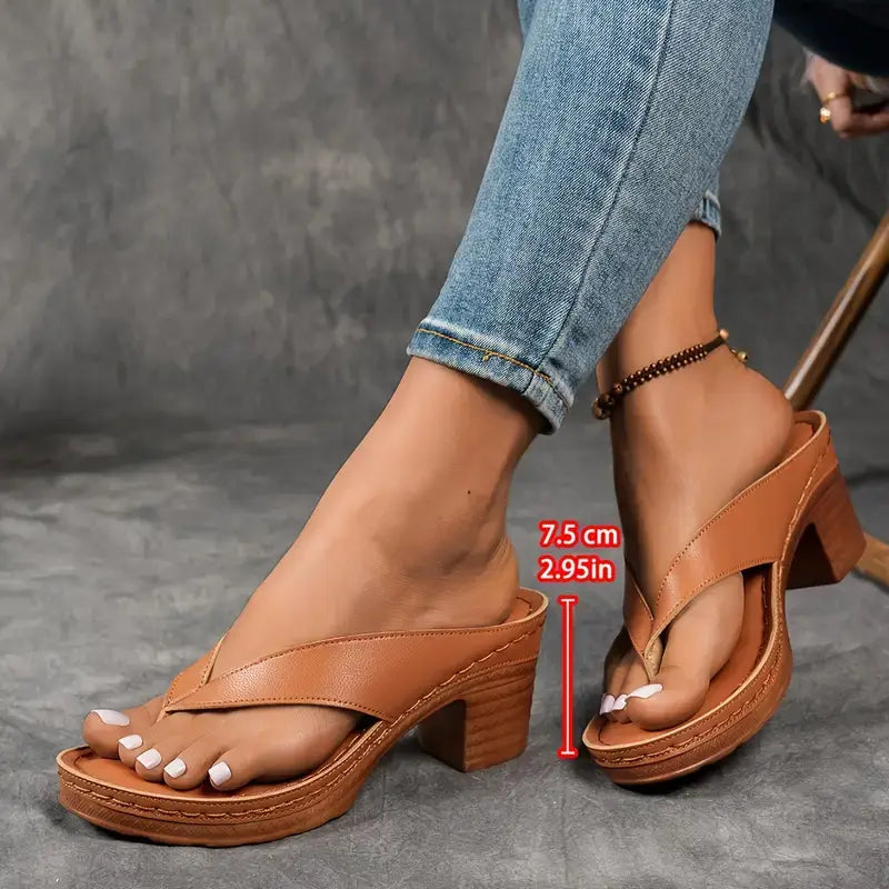 Abigail | Block Heel Sandals with Ergonomic Footbed - Vegan Leather Design