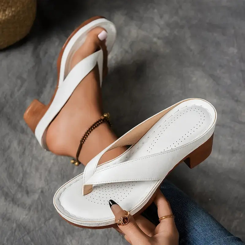 Abigail | Block Heel Sandals with Ergonomic Footbed - Vegan Leather Design