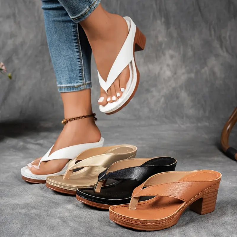 Abigail | Block Heel Sandals with Ergonomic Footbed - Vegan Leather Design
