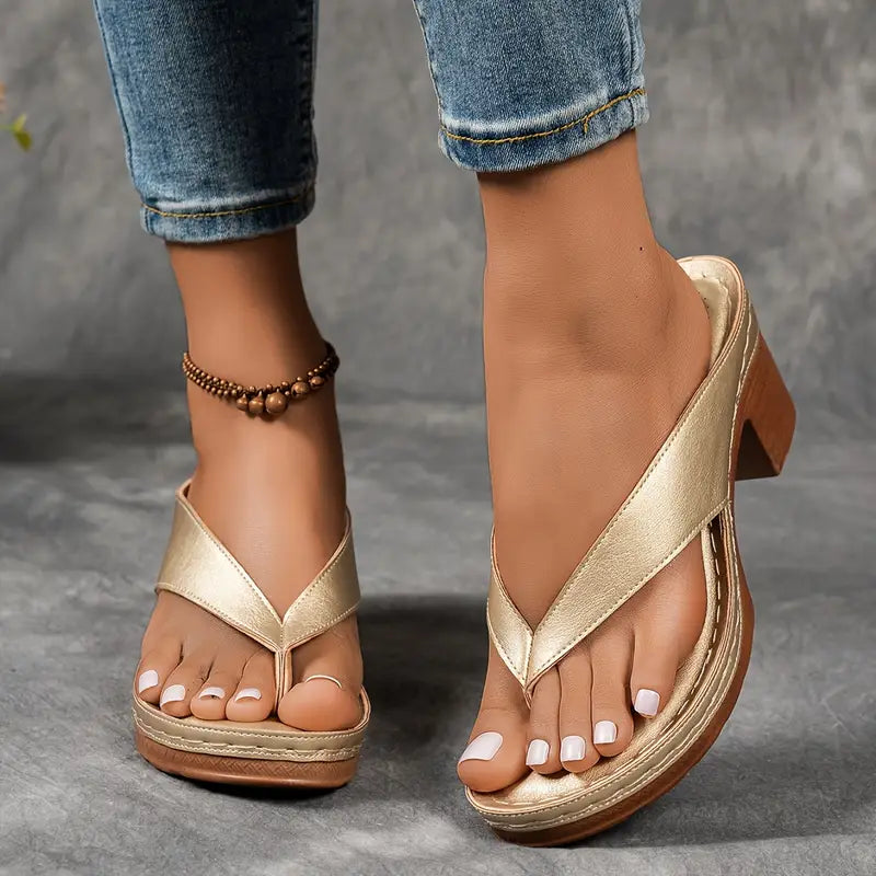 Abigail | Block Heel Sandals with Ergonomic Footbed - Vegan Leather Design