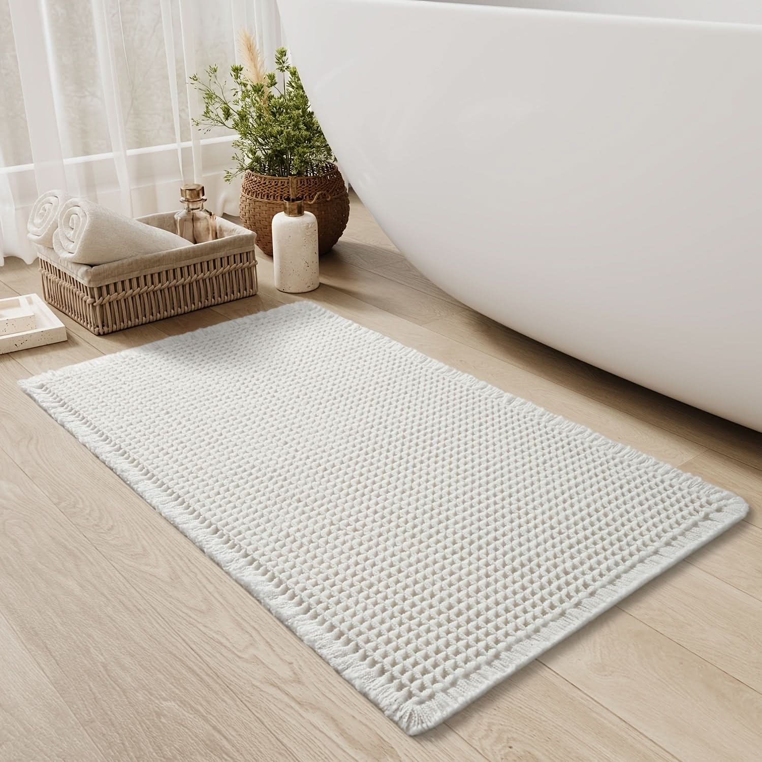 AbsorbEase | Waffle Bath Mat – Ultra-Absorbent Cotton Design