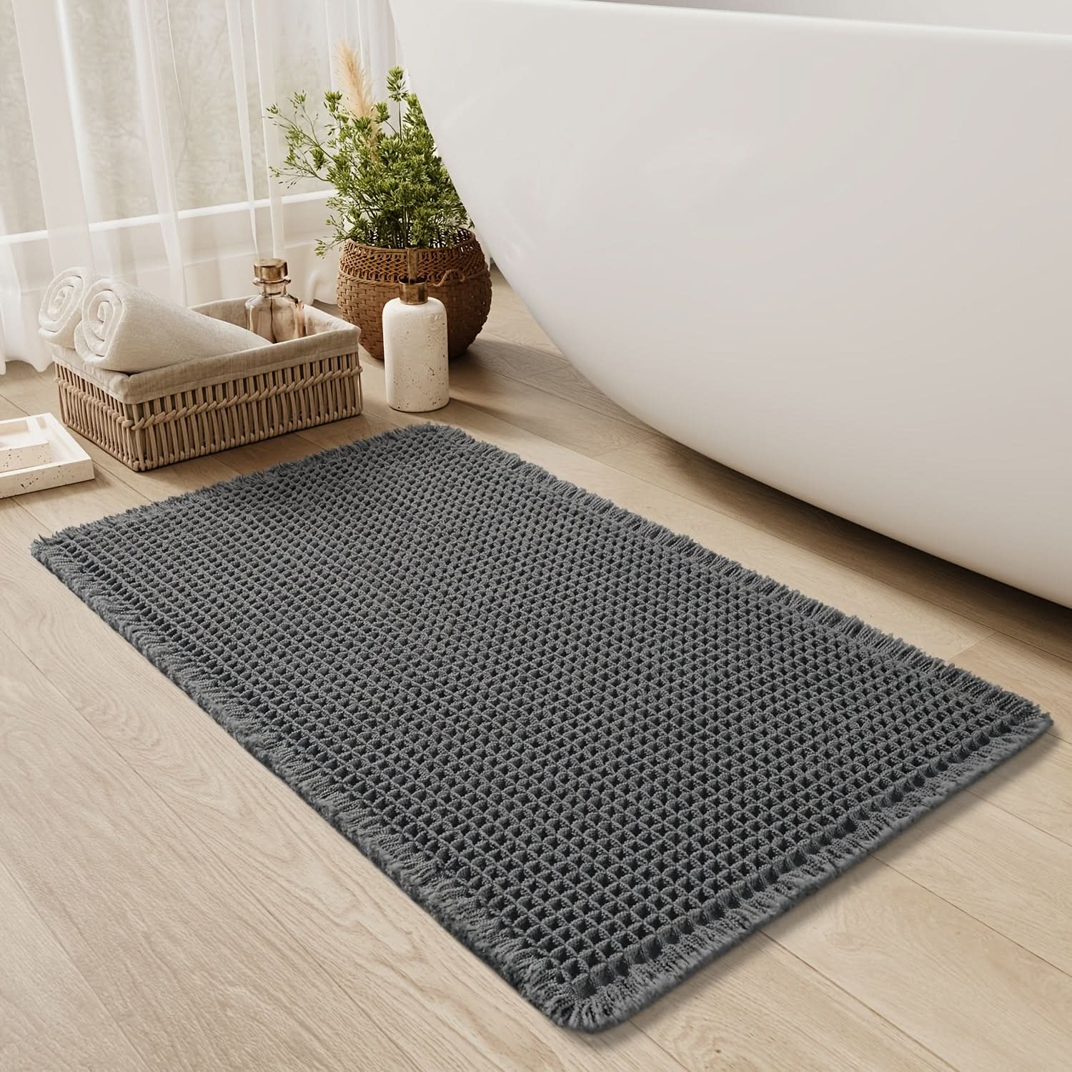 AbsorbEase | Waffle Bath Mat – Ultra-Absorbent Cotton Design