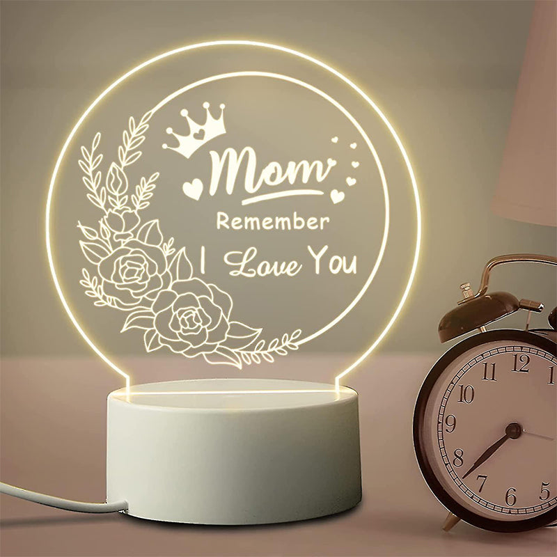 Acrylic Engraved Night Light | Remote Control, USB Charging & Soft Ambient Glow | Bedside Décor Gift for Women