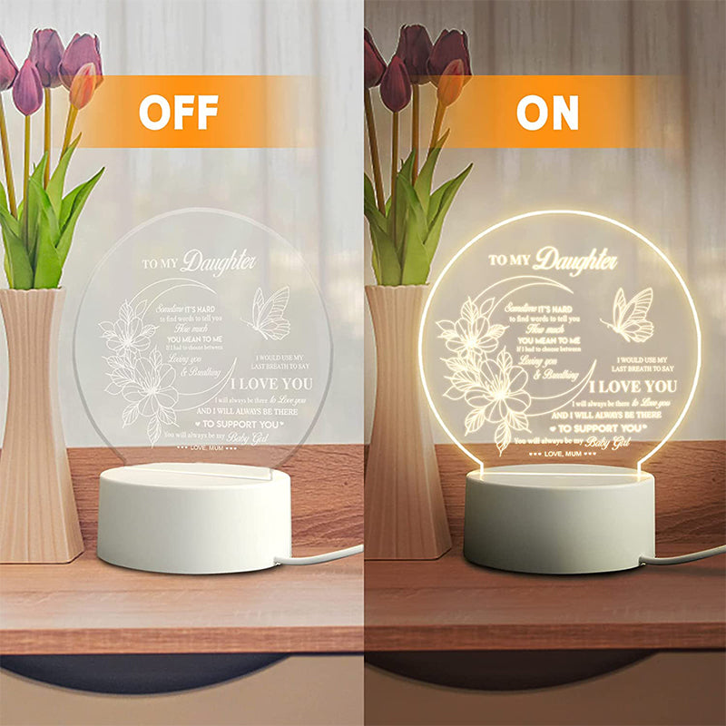 Acrylic Engraved Night Light | Remote Control, USB Charging & Soft Ambient Glow | Bedside Décor Gift for Women